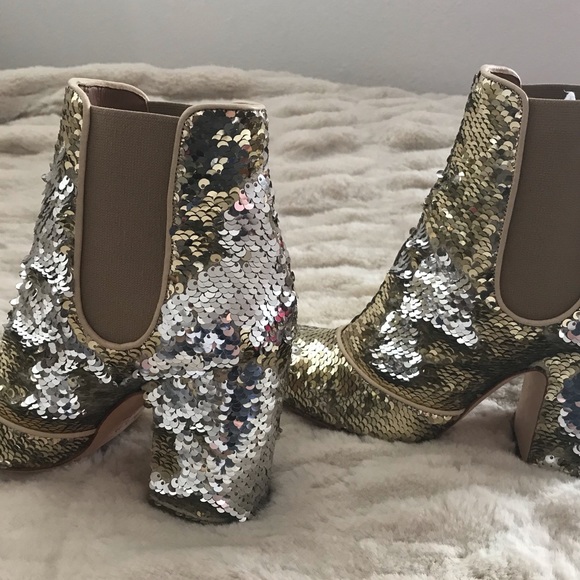 Semelle Cuir Sequined Ankle boots - Picture 4 of 5